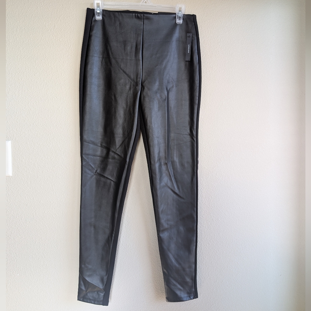 Worthingtom Size Small Black Faux Leather Legging Front Half Leather